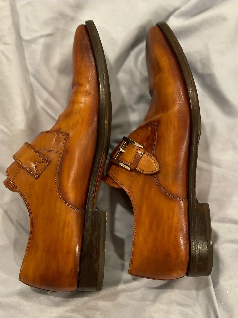 Magnanni Marco II Men's Single Monk Strap  Dress Shoes in Cognac Brow